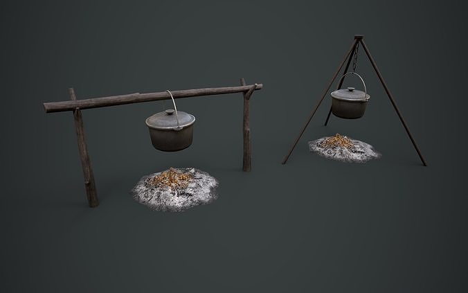 Bonfire with Bowler Low-poly 3D model