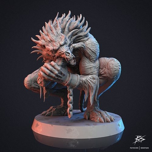 Undead Werewolf presupported 3D print model