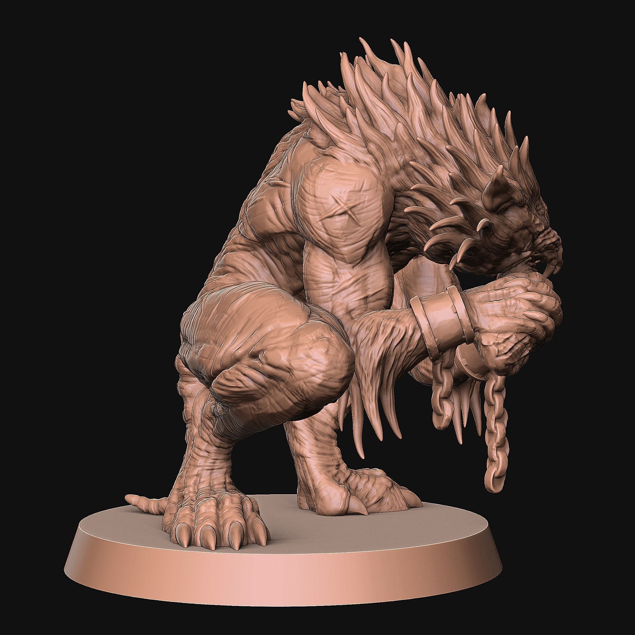 Undead Werewolf presupported 3D print model_7