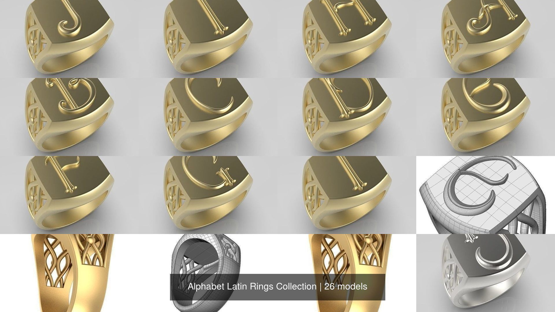 Alphabet Latin Rings Collection _2