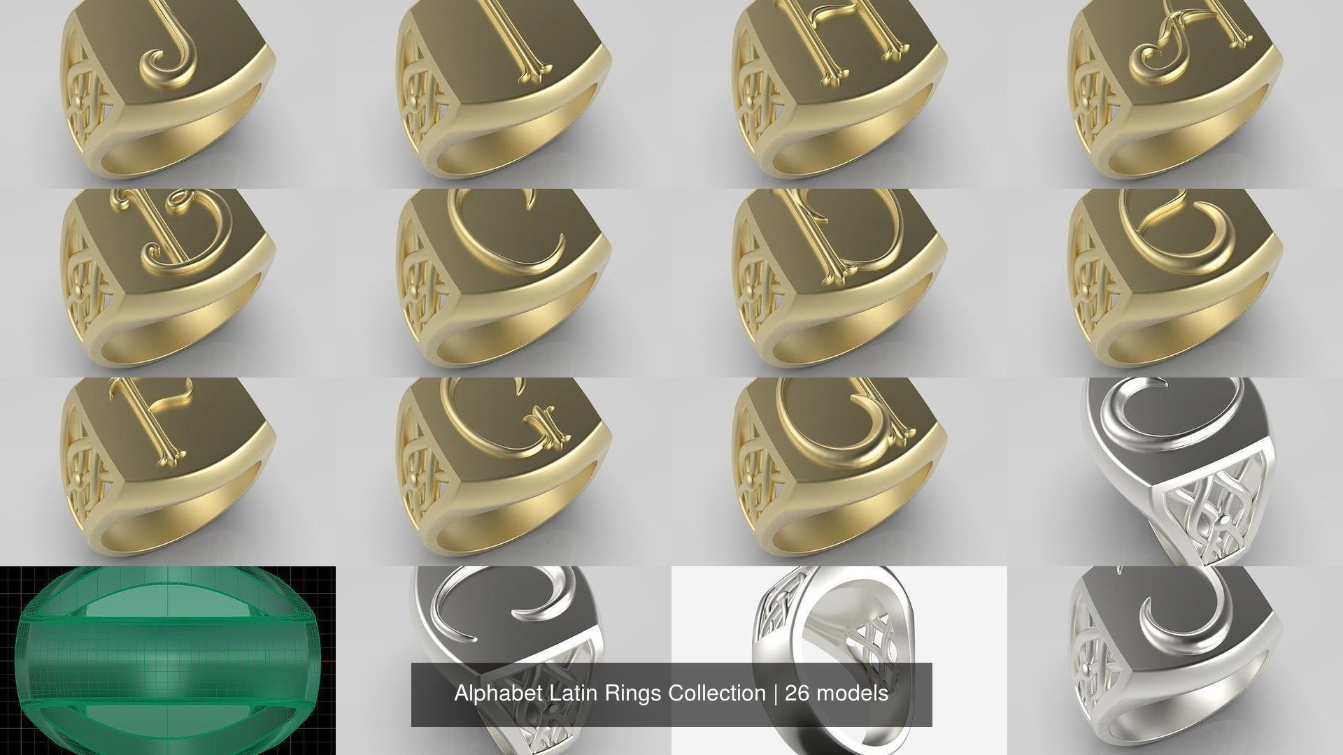 Alphabet Latin Rings Collection _3