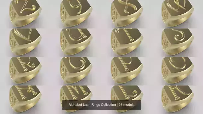 Alphabet Latin Rings Collection 