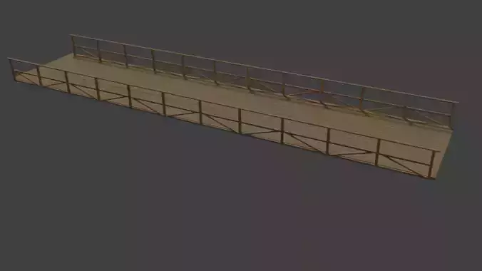 wooden bridge of oakwood Low-poly 3D model