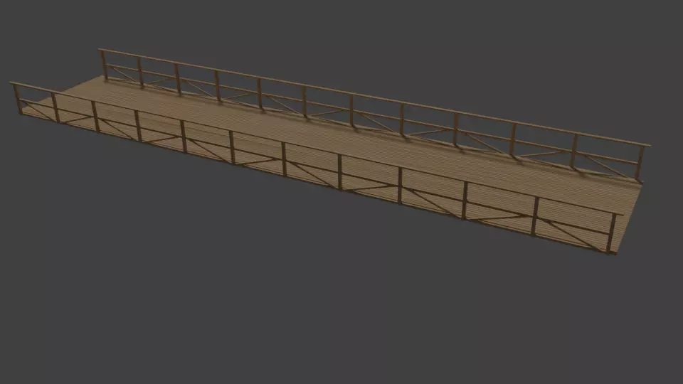 wooden bridge of oakwood Low-poly 3D model_0