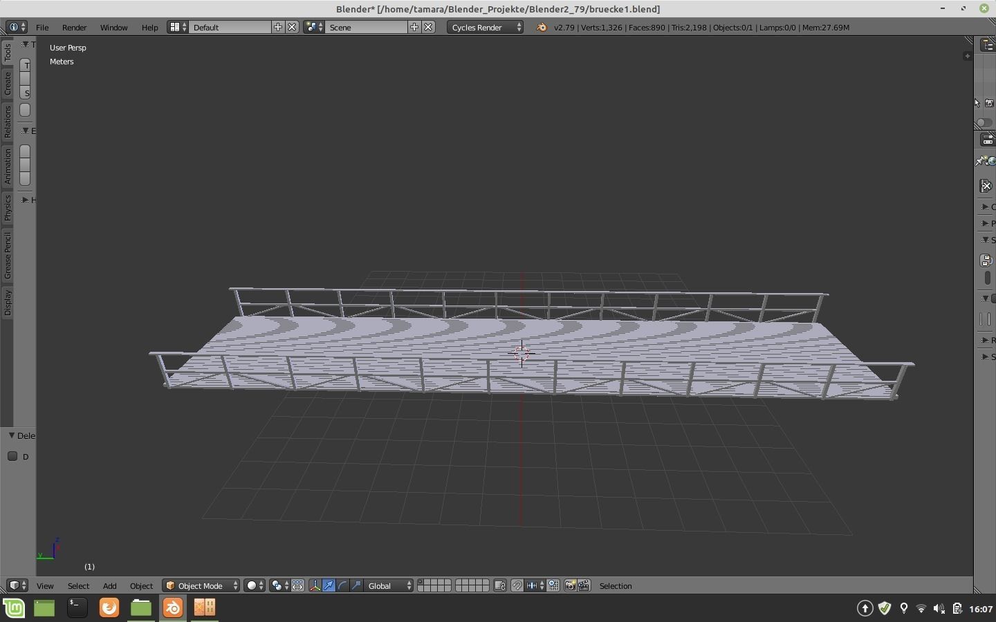 wooden bridge of oakwood Low-poly 3D model_2