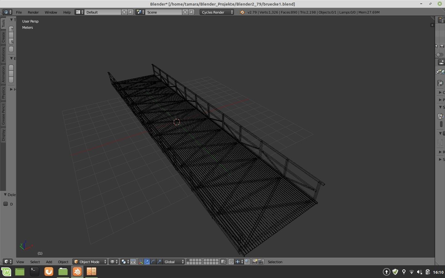wooden bridge of oakwood Low-poly 3D model_4