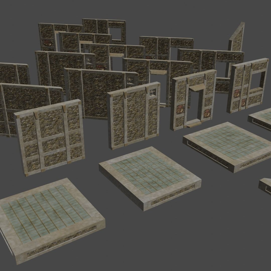 Wall Bar and Floor Collection 1 Free low-poly 3D model_1