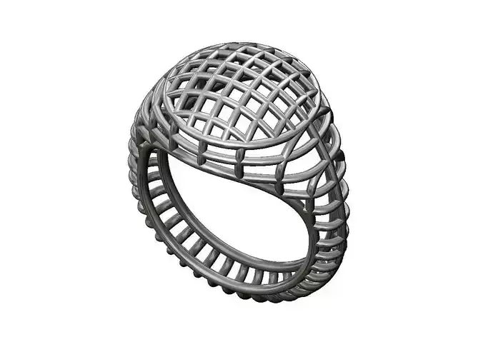 Wire mesh dome top signet ring