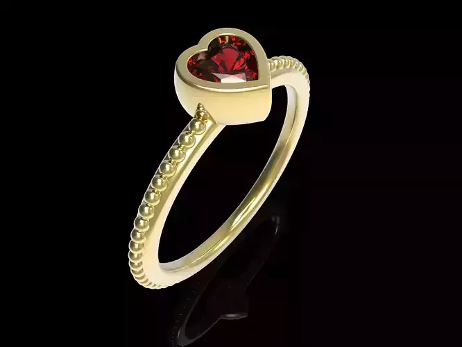 Clear Heart Beaded Ring 3D print model