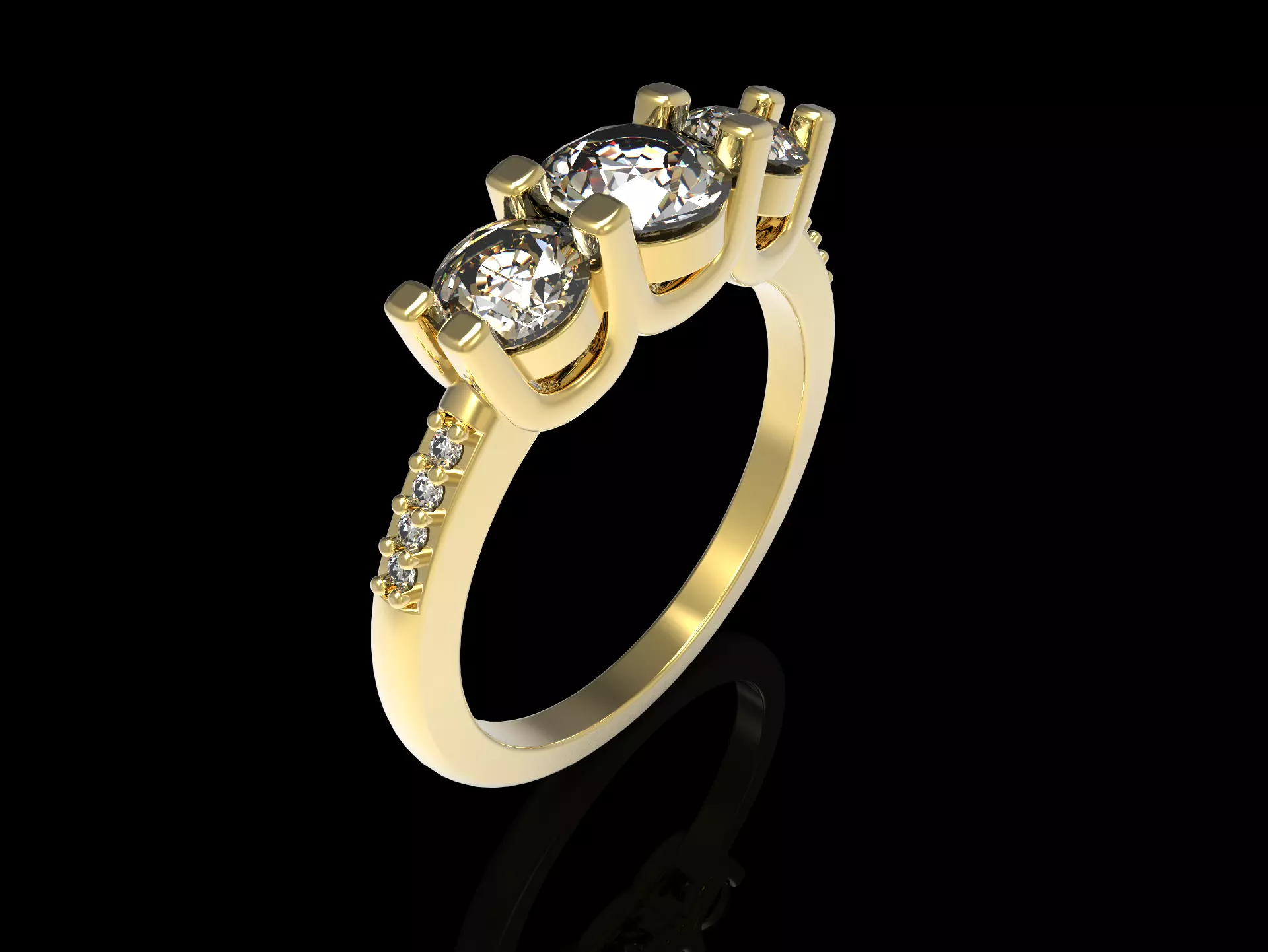 Clear Three-Stone Ring 3D print model