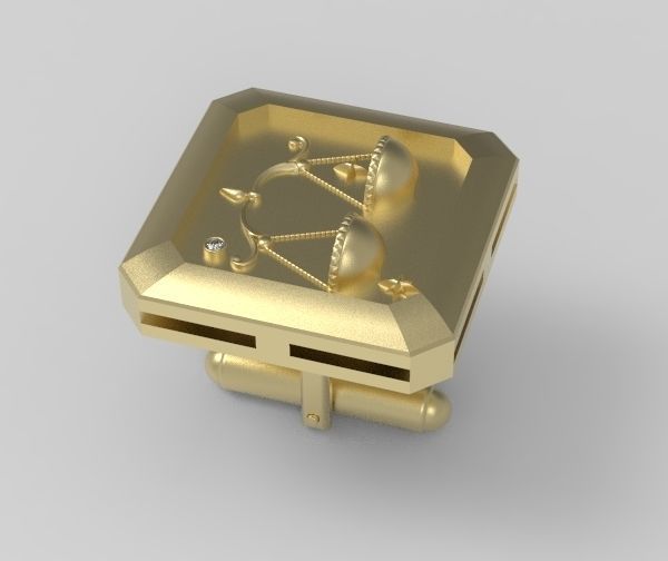 Libra Cufflink 3D print model_7