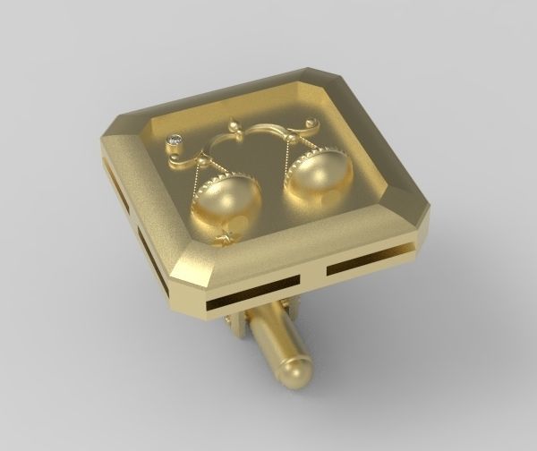 Libra Cufflink 3D print model_9