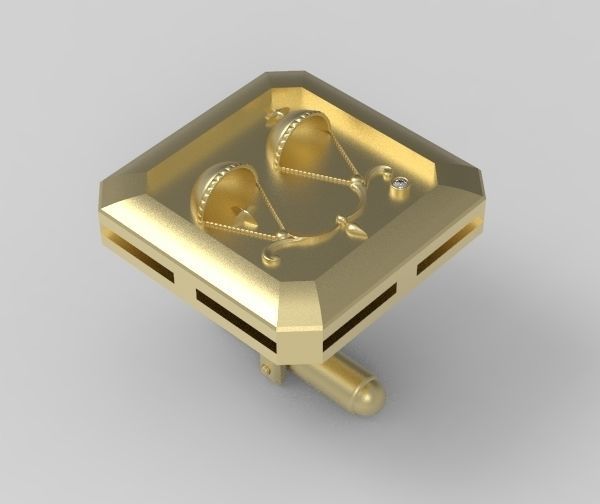 Libra Cufflink 3D print model_1