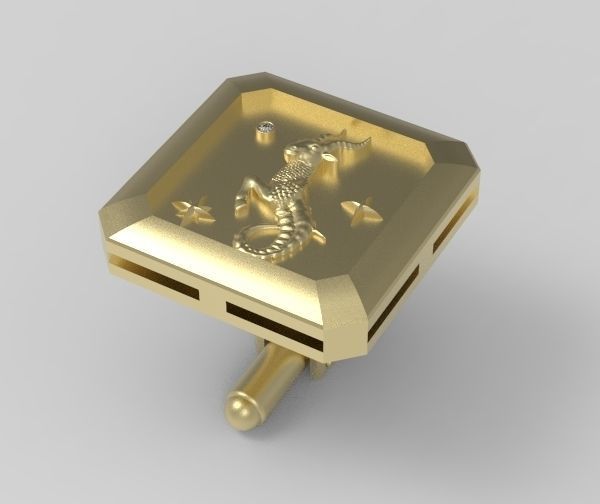 Capricorn Cufflink 3D print model_11