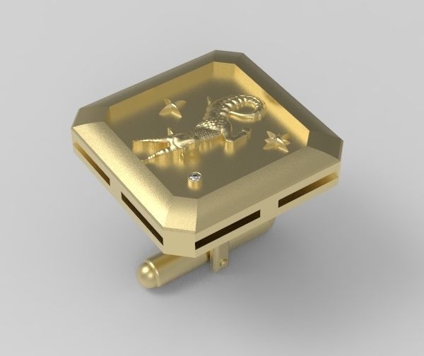 Capricorn Cufflink 3D print model_5