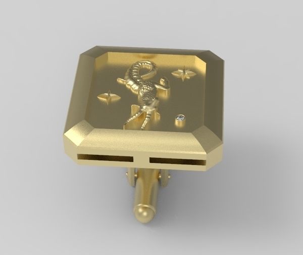 Capricorn Cufflink 3D print model_3