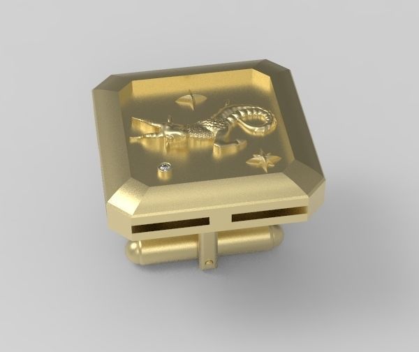 Capricorn Cufflink 3D print model_6