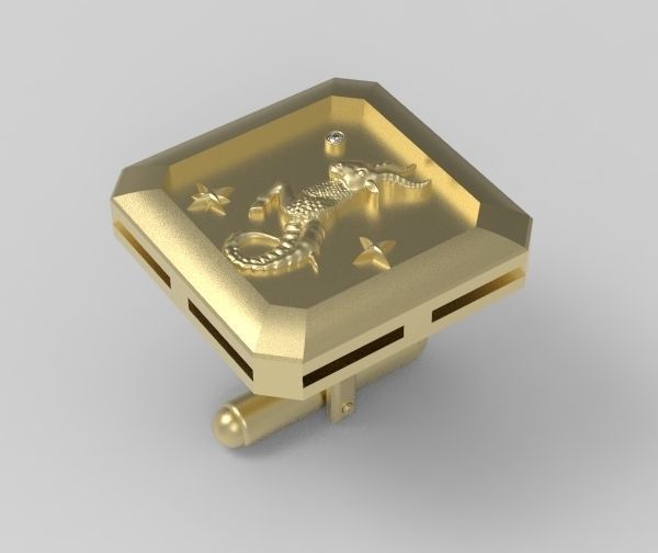 Capricorn Cufflink 3D print model_12
