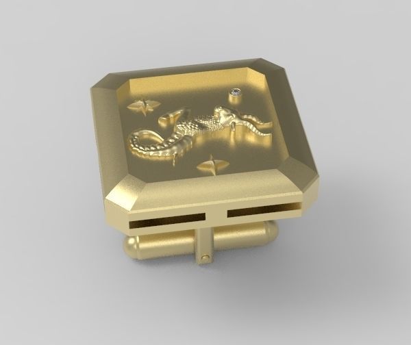 Capricorn Cufflink 3D print model_13