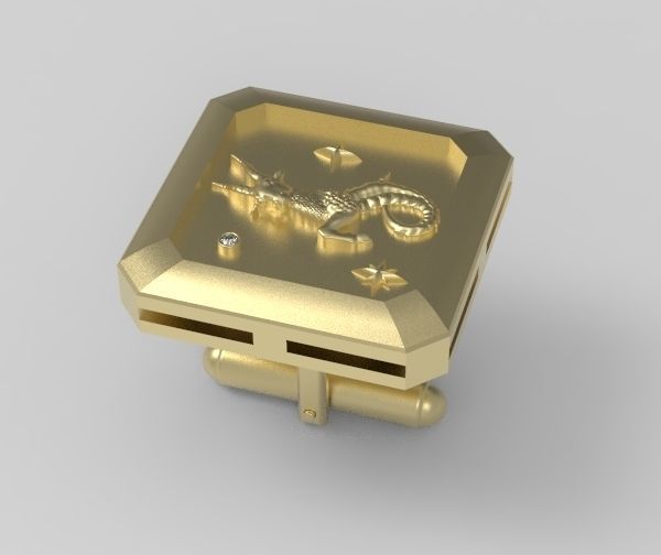 Capricorn Cufflink 3D print model_7