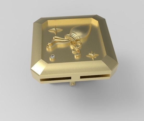 Aquarius Cufflink 3D print model_6