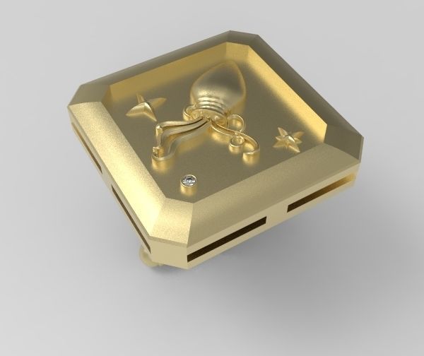 Aquarius Cufflink 3D print model_5