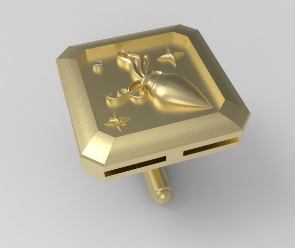 Aquarius Cufflink 3D print model_9