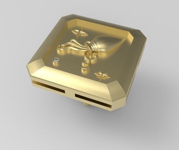Aquarius Cufflink 3D print model_7