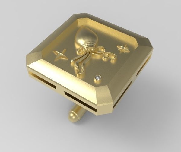 Aquarius Cufflink 3D print model_4