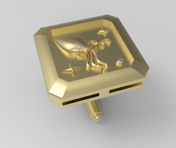 Aquarius Cufflink 3D print model_2
