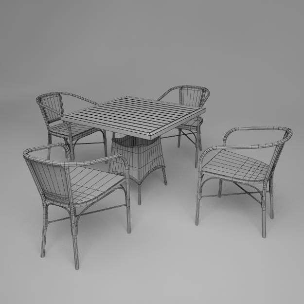 Chairs and table 3D model_1