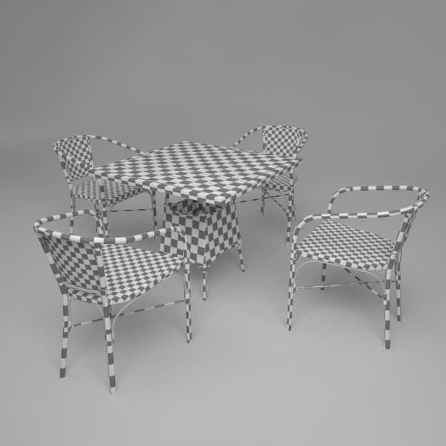 Chairs and table 3D model_2
