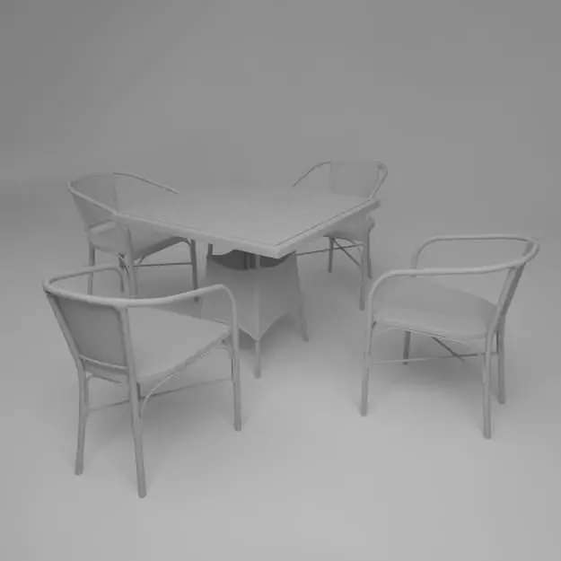 Chairs and table 3D model_0