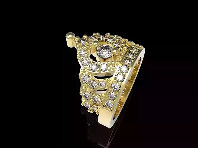Princess Sparkling Crown Ring 3D print model