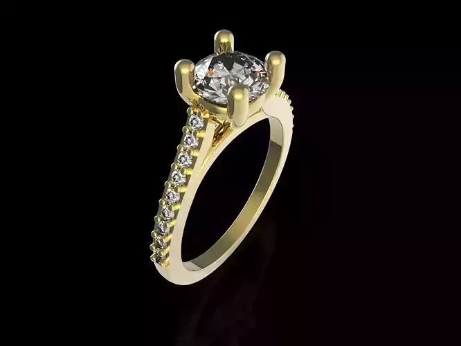 Solitaire Twisted Band Ring