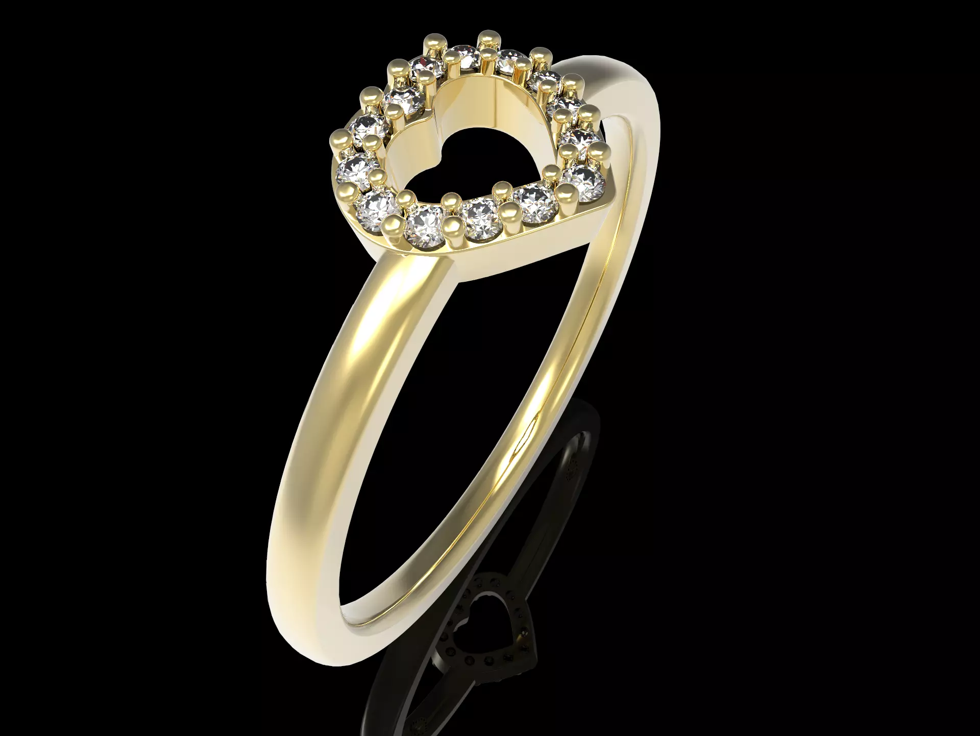 Sparkling Heart Halo Ring 3D print model_0