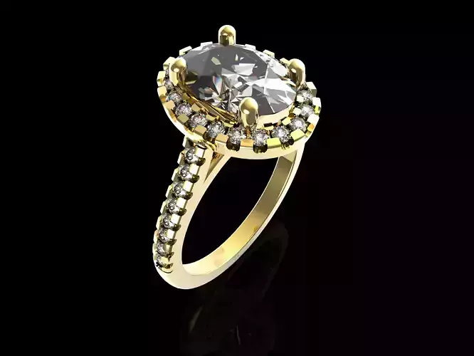 Sparkling Oval Halo Ring 3D print model