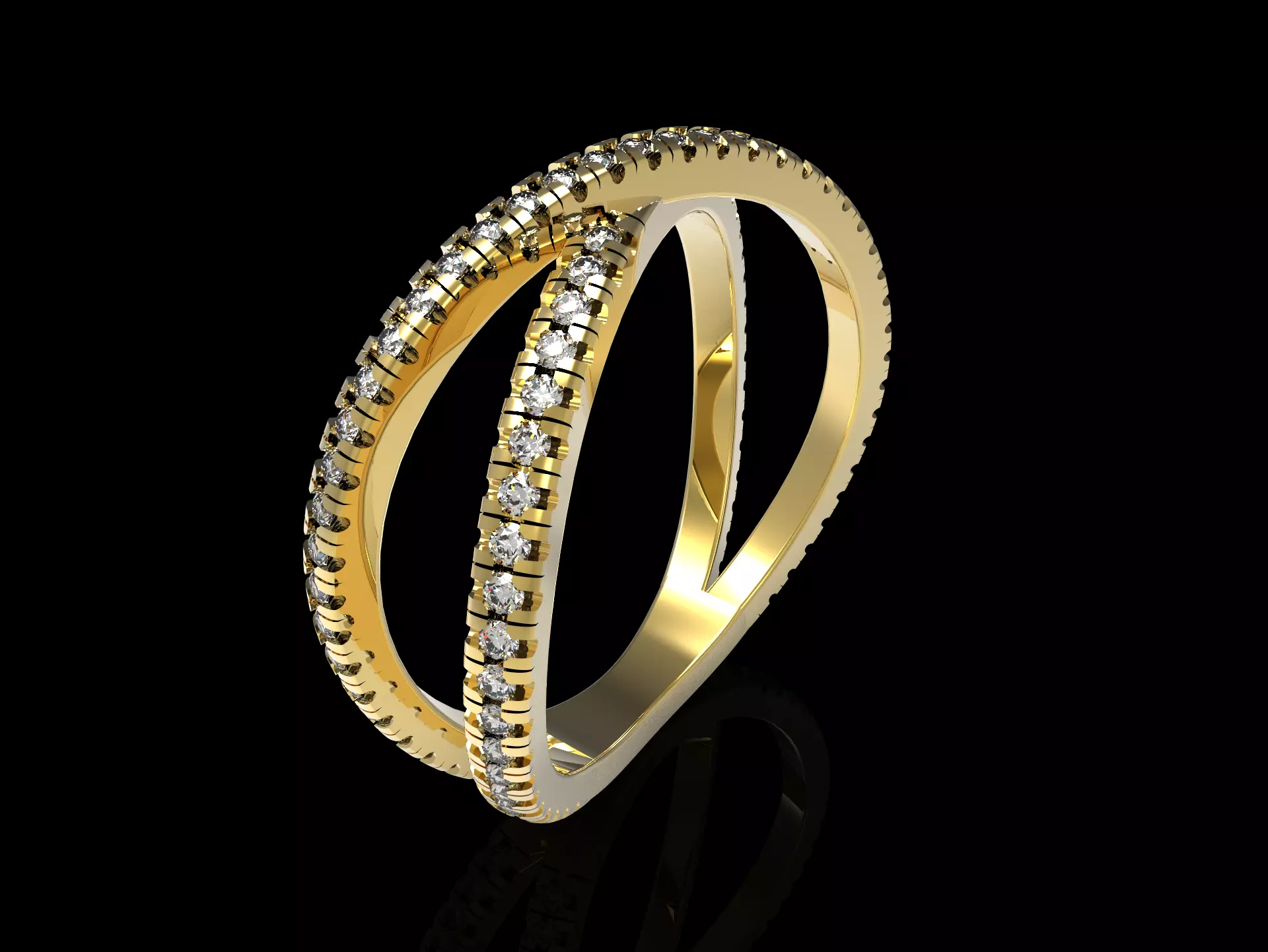 Sparkling Two Lines Ring 3D print model_0