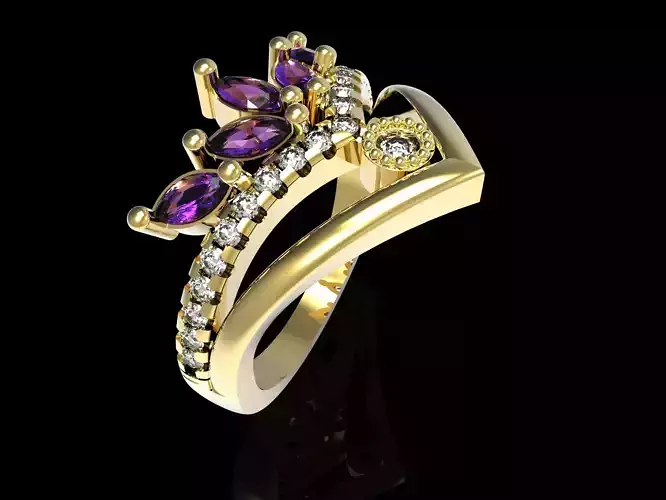 Sparkling Mix Wishbone Ring