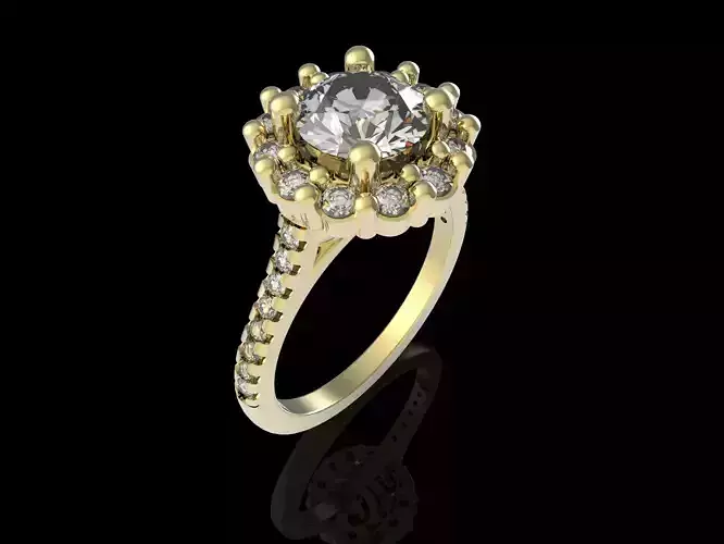 Sparkling Prongs Halo Ring