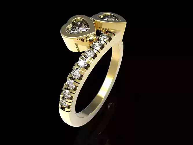 Two Sparkling Hearts Ring