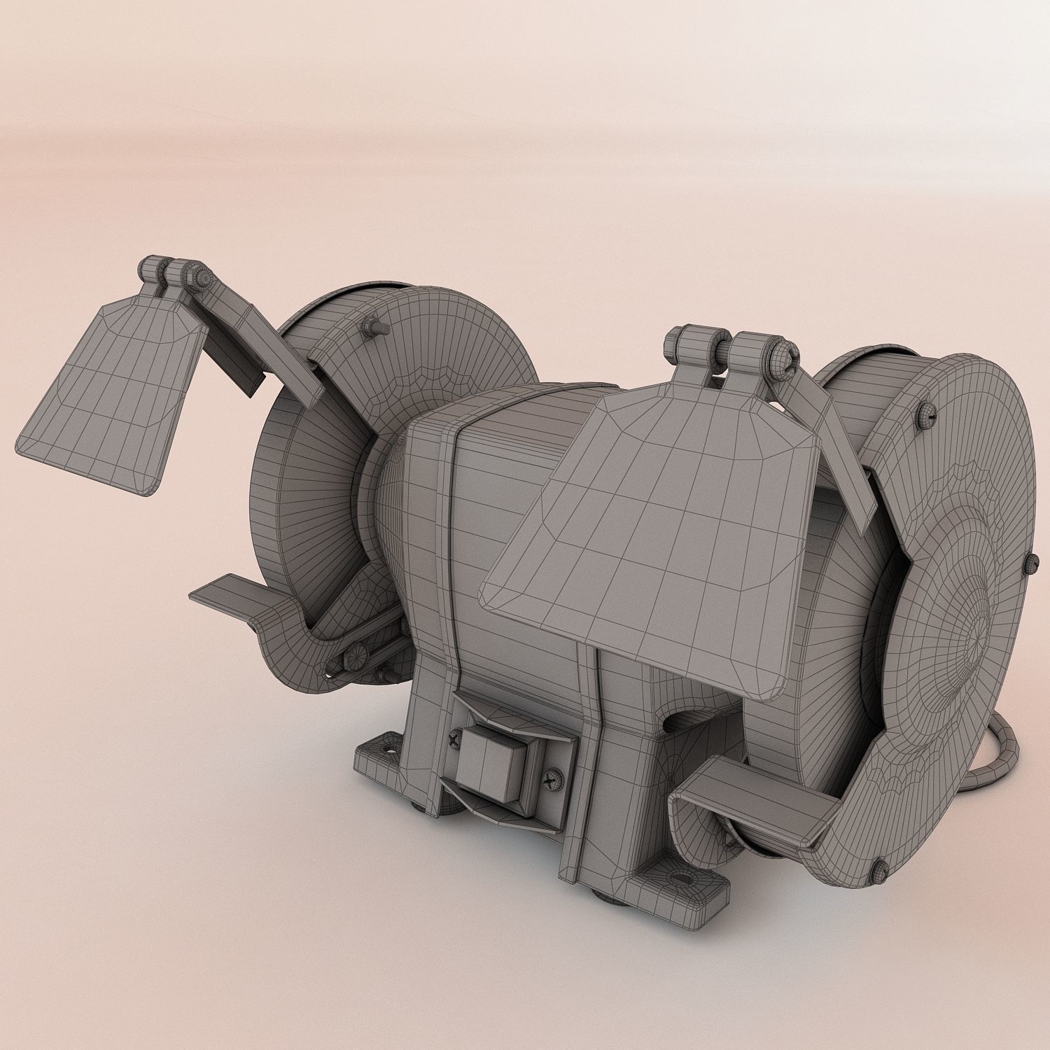 Bench grinder Low-poly 3D model_3