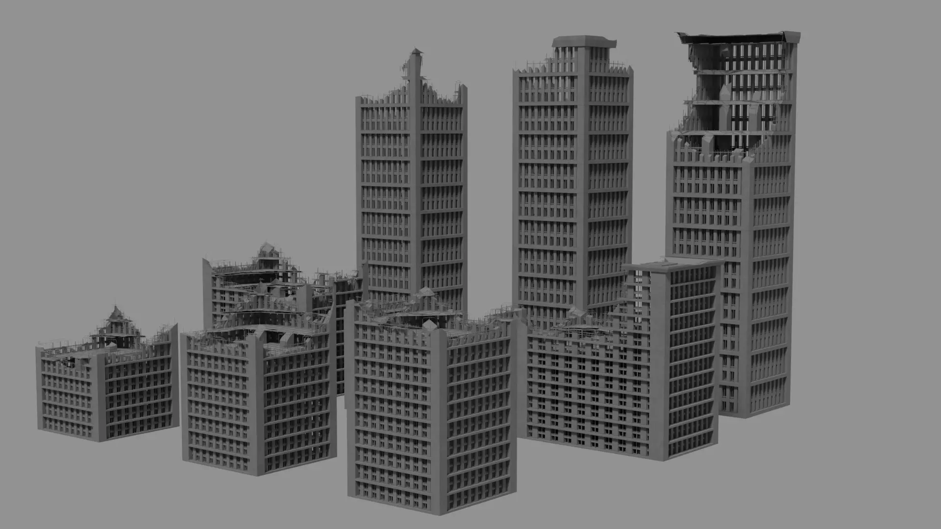 Apocalypse Destroyed City models 3D model_0