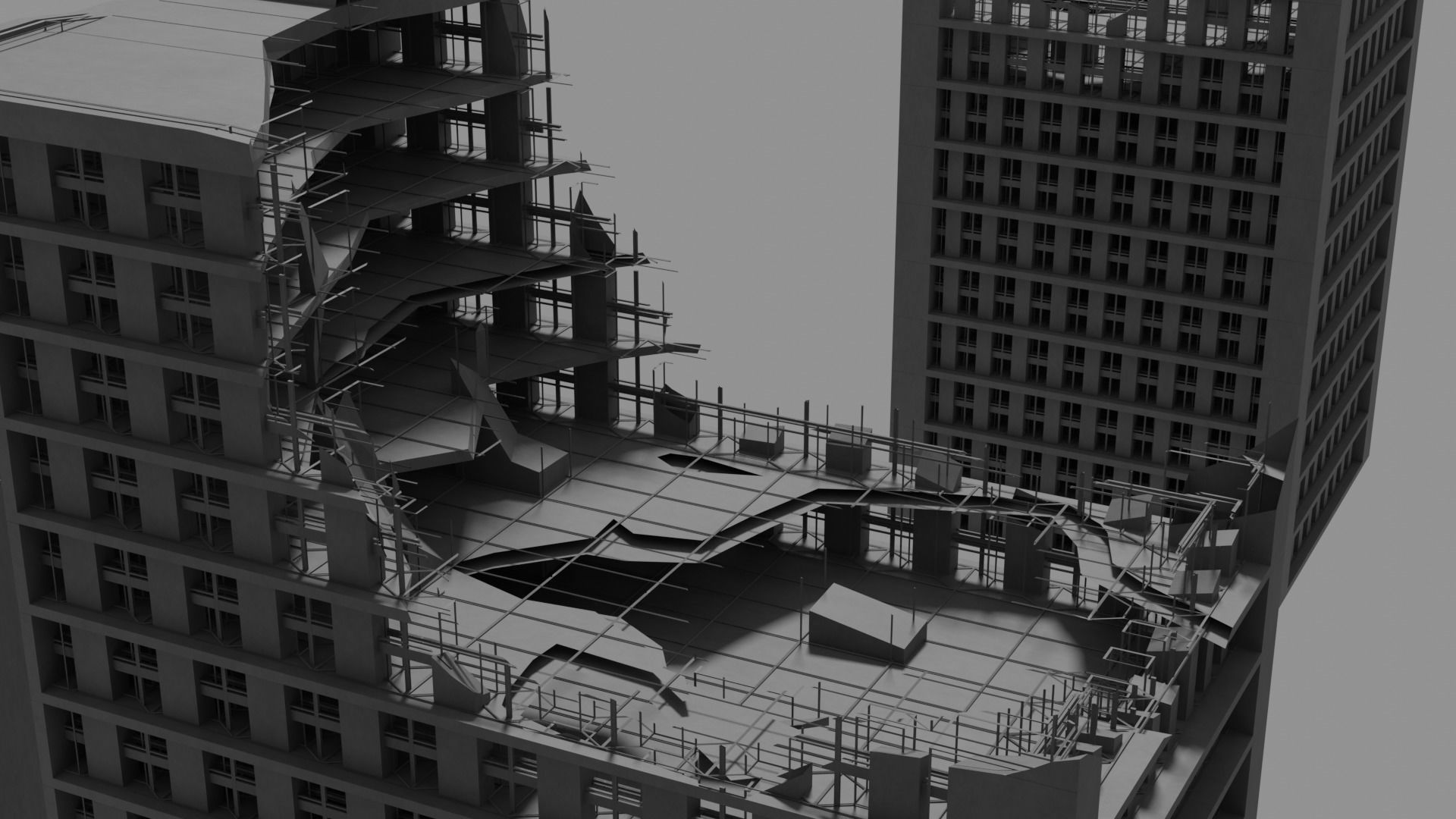 Apocalypse Destroyed City models 3D model_2