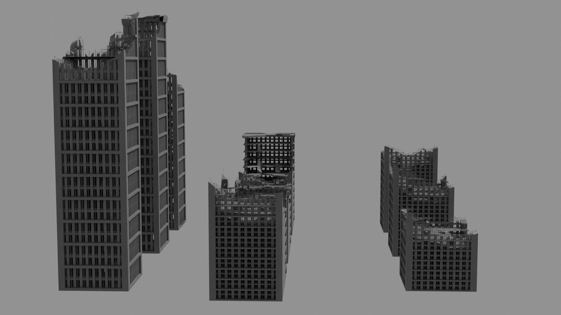 Apocalypse Destroyed City models 3D model_1