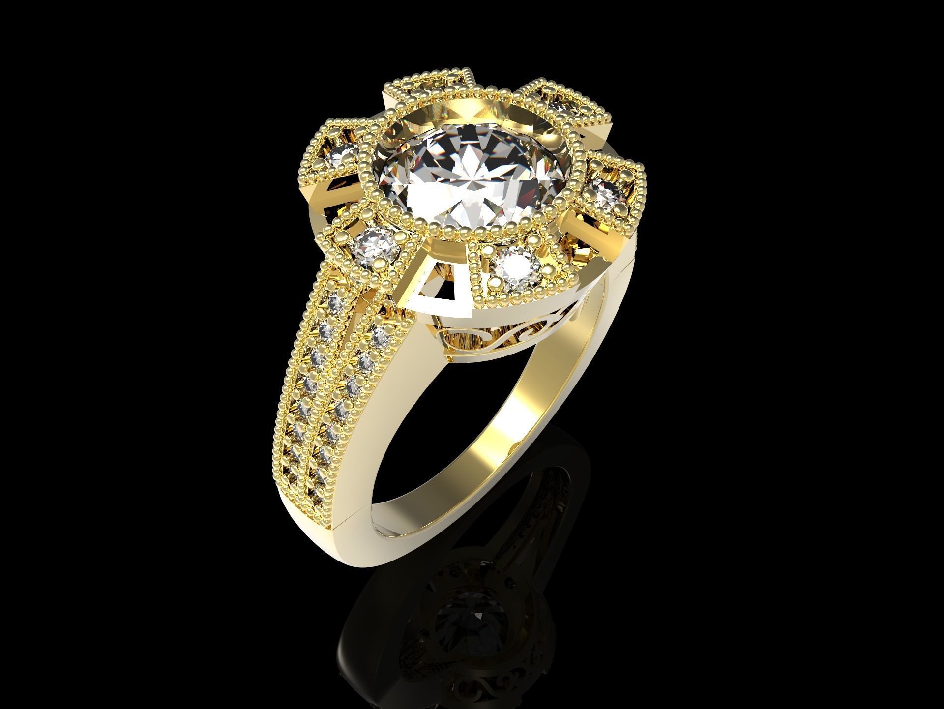 100 jewelry design rings  3D print model_96