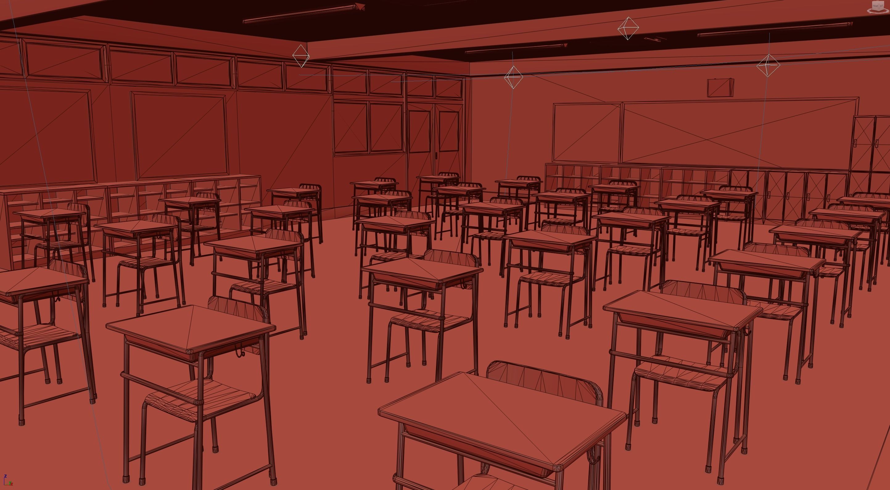 Japanese Classroom Pack - 45 Game Ready Assets Low-poly 3D model_15