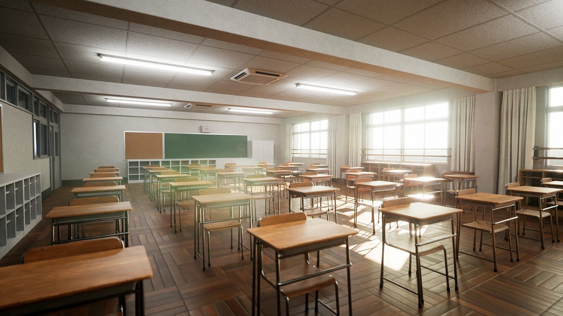 Japanese Classroom Pack - 45 Game Ready Assets Low-poly 3D model_3
