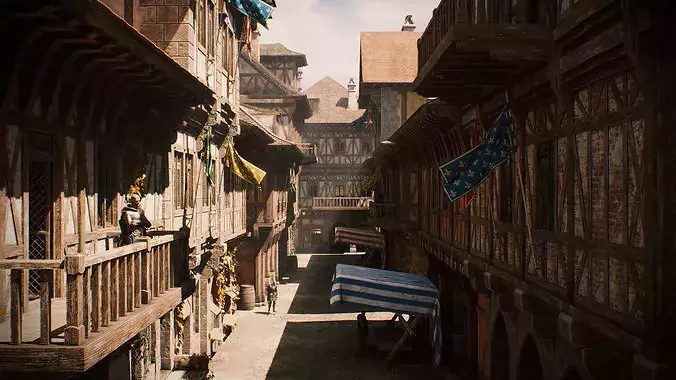 Medieval Modular Town 3D model 2