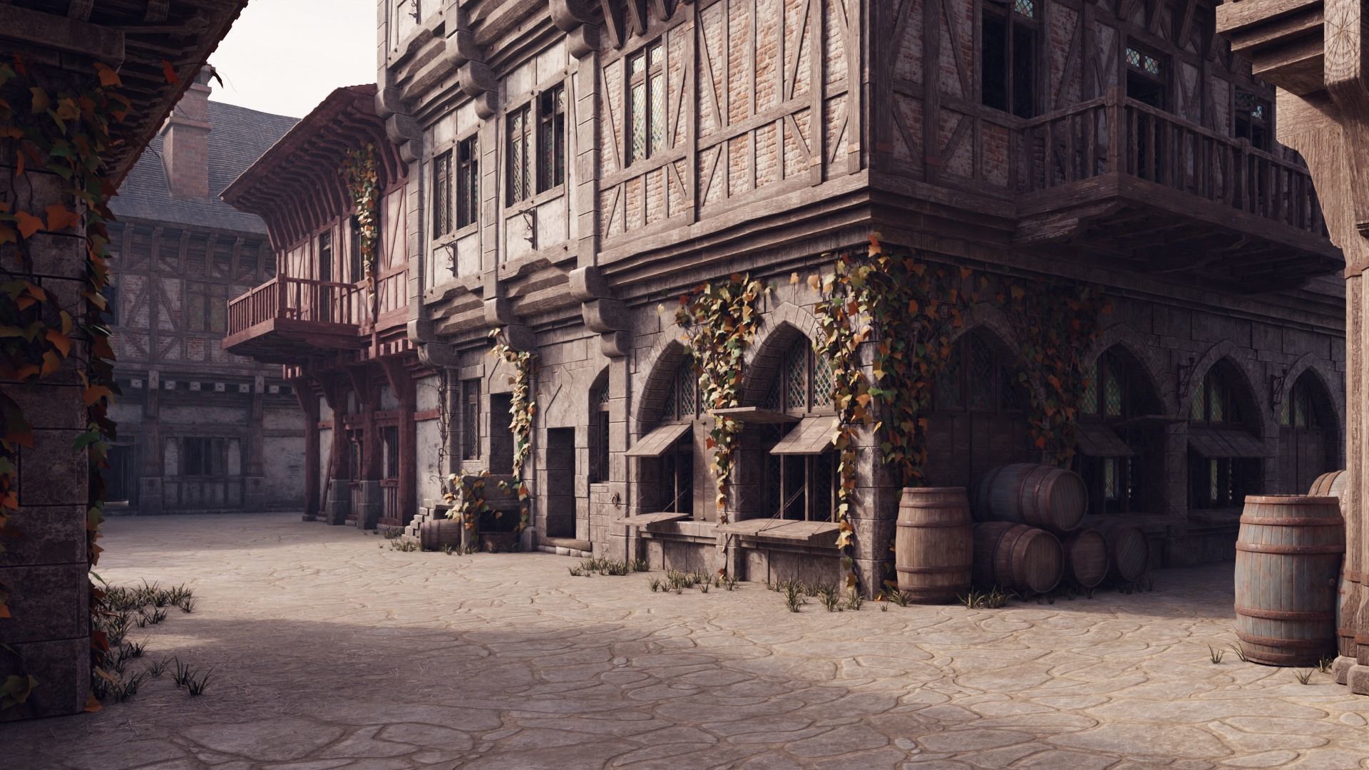 Medieval Modular Town 3D model_4